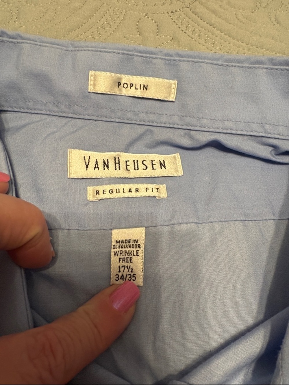 Van Heusen Light Blue Long-Sleeve Dress Shirt - Point Collar - Picture 2 of 4